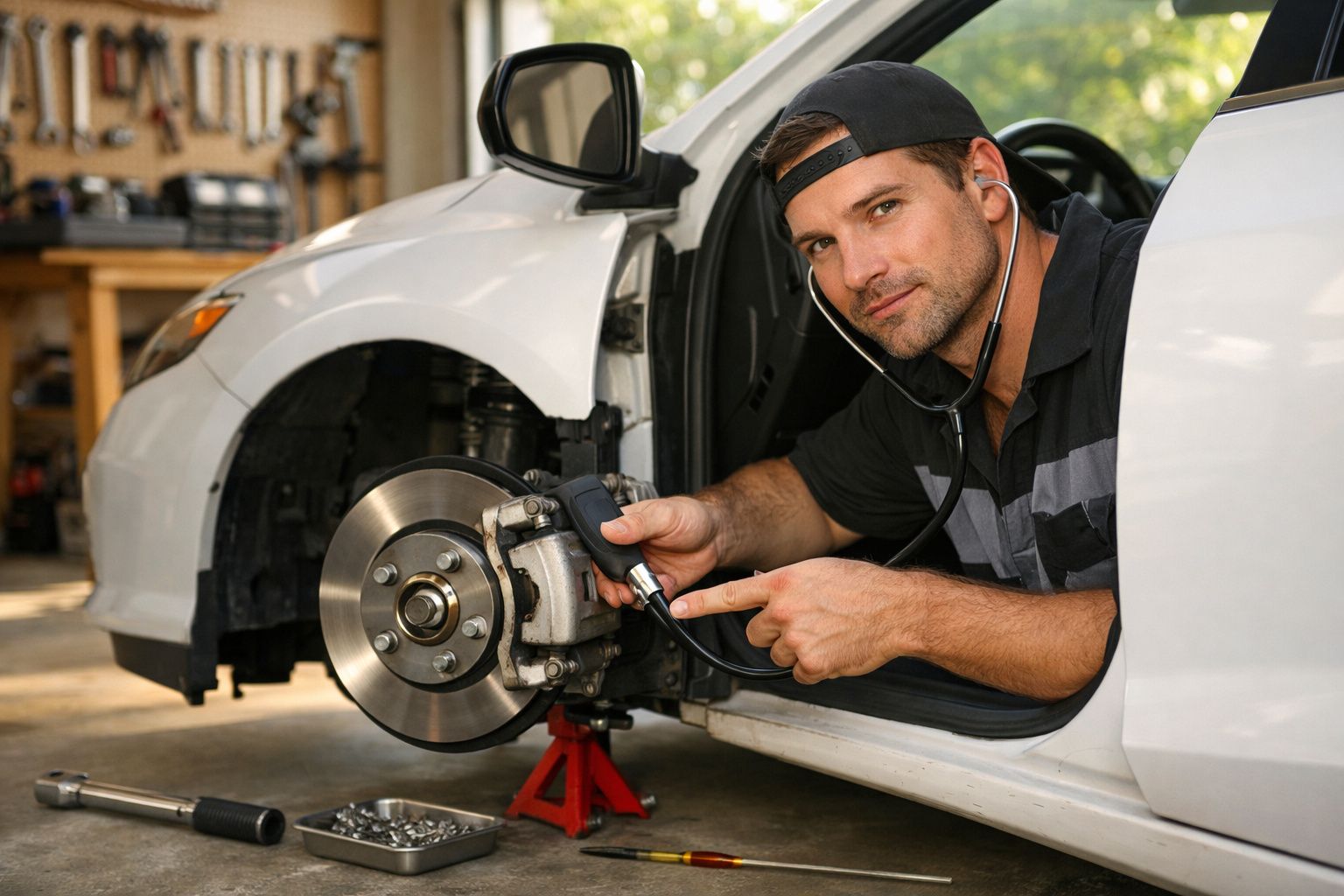 Carro desportivo vermelho, estilo moderno, num showroom bem iluminado com teto branco e chão claro.