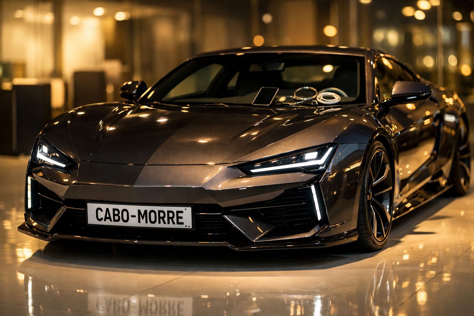 Telemóvel a carregar num carro com cabo USB conectado a um adaptador na porta do isqueiro.